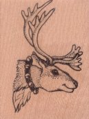 Reindeer Head Rubber Stamp