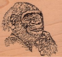 Gorilla Head Rubber Stamp