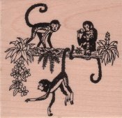 3 Monkeys Rubber Stamp
